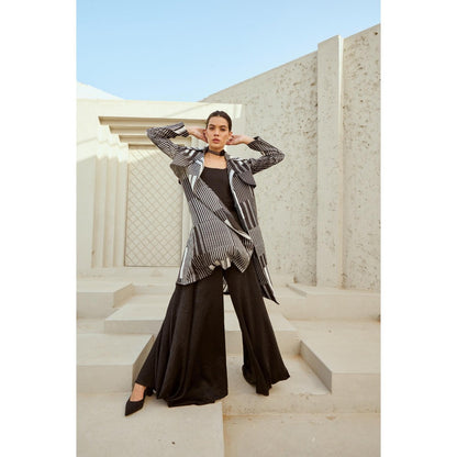RENASCI Black Printed Stria Overlay Jacket