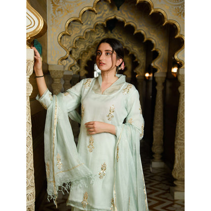 Rhapsody Jaipur High Collared Kurta and Skirt (Set of 3)
