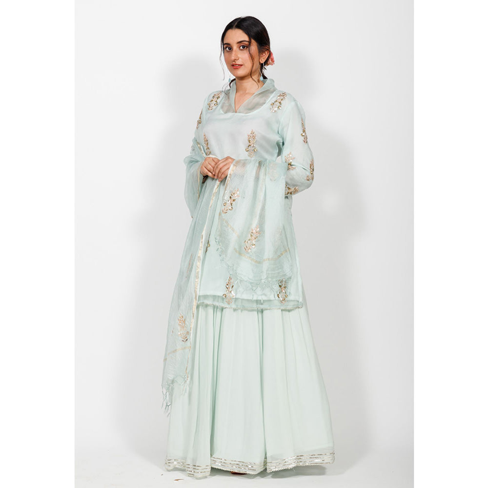 Rhapsody Jaipur High Collared Kurta and Skirt (Set of 3)