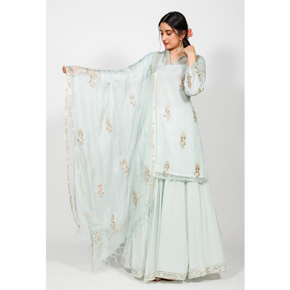 Rhapsody Jaipur High Collared Kurta and Skirt (Set of 3)