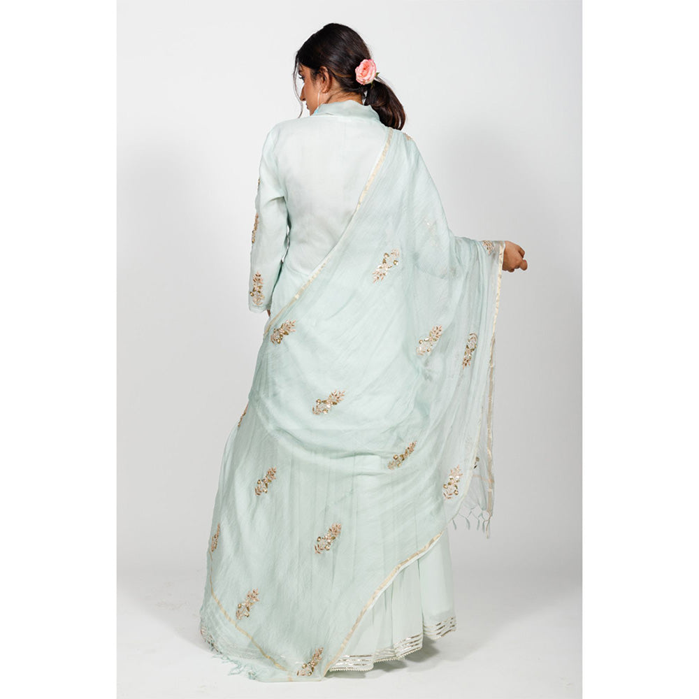 Rhapsody Jaipur High Collared Kurta and Skirt (Set of 3)
