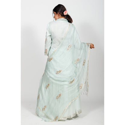 Rhapsody Jaipur High Collared Kurta and Skirt (Set of 3)
