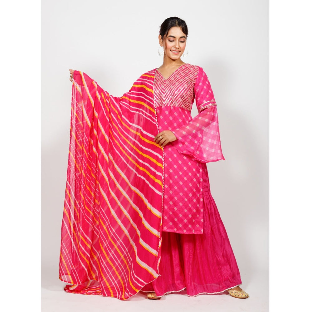 Rhapsody Jaipur Hot Pink Mothra with Bell Sleeves (Set of 3)