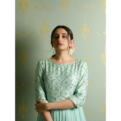Rhapsody Jaipur Powder Blue Sequin Anarkali Dress