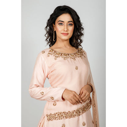 Rhapsody Jaipur Peach Kurta with Attached Dupatta (Set of 2)