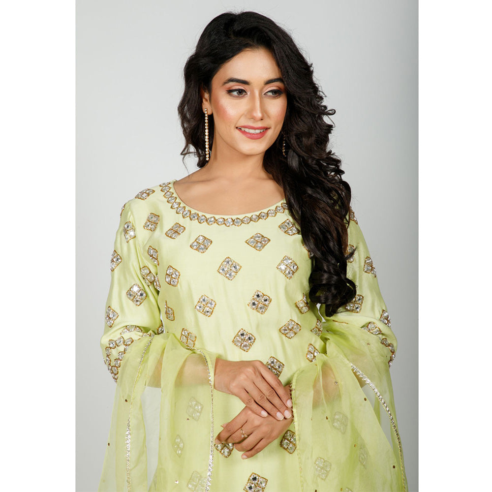 Rhapsody Jaipur Green Mirror Suit (Set of 3)