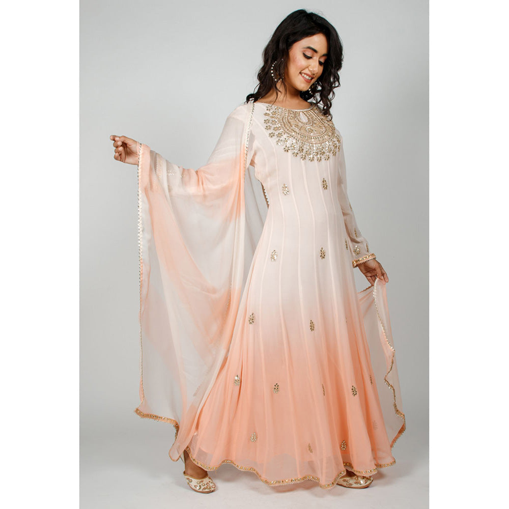 Rhapsody Jaipur Powder Peach Sequin Anarkali Dress (Set of 2)