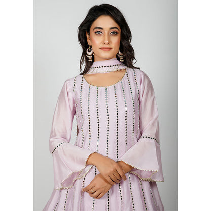 Rhapsody Jaipur Lavender Mirror Work Suit (Set of 3)