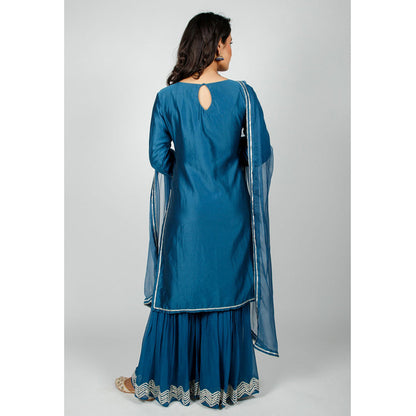 Rhapsody Jaipur Sapphire Blue Silver Suit (Set of 3)