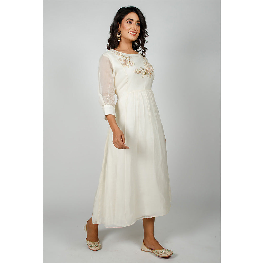 Rhapsody Jaipur White Embroidered Dress