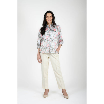 Rhapsody Jaipur Blue Floral Printed Shirt
