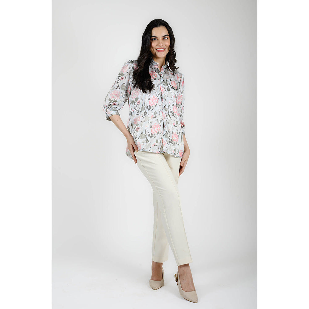 Rhapsody Jaipur Blue Floral Printed Shirt