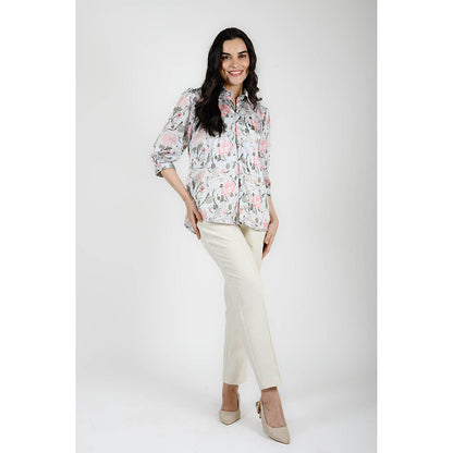 Rhapsody Jaipur Blue Floral Printed Shirt