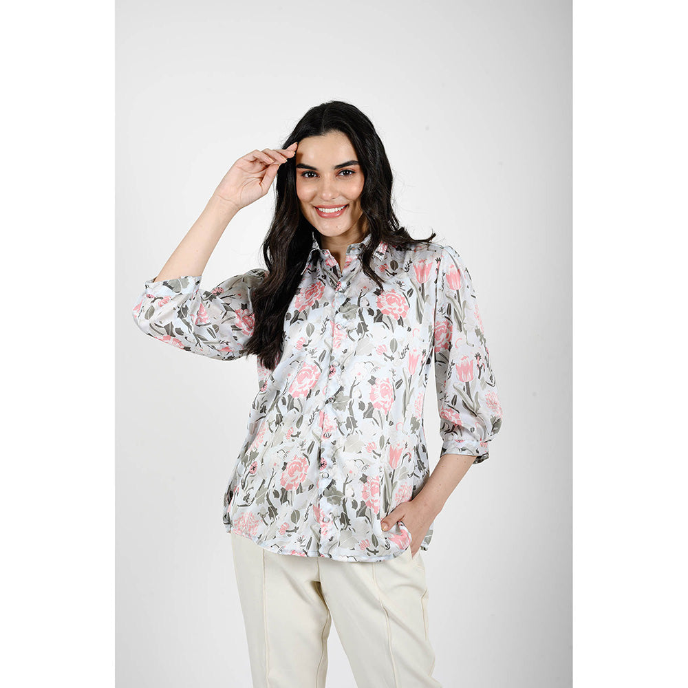 Rhapsody Jaipur Blue Floral Printed Shirt