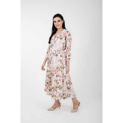 Rhapsody Jaipur Multi Colour Printed Blume Midi Dress