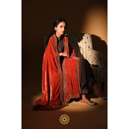 Rhua India Orange Azha Dushala Dupatta