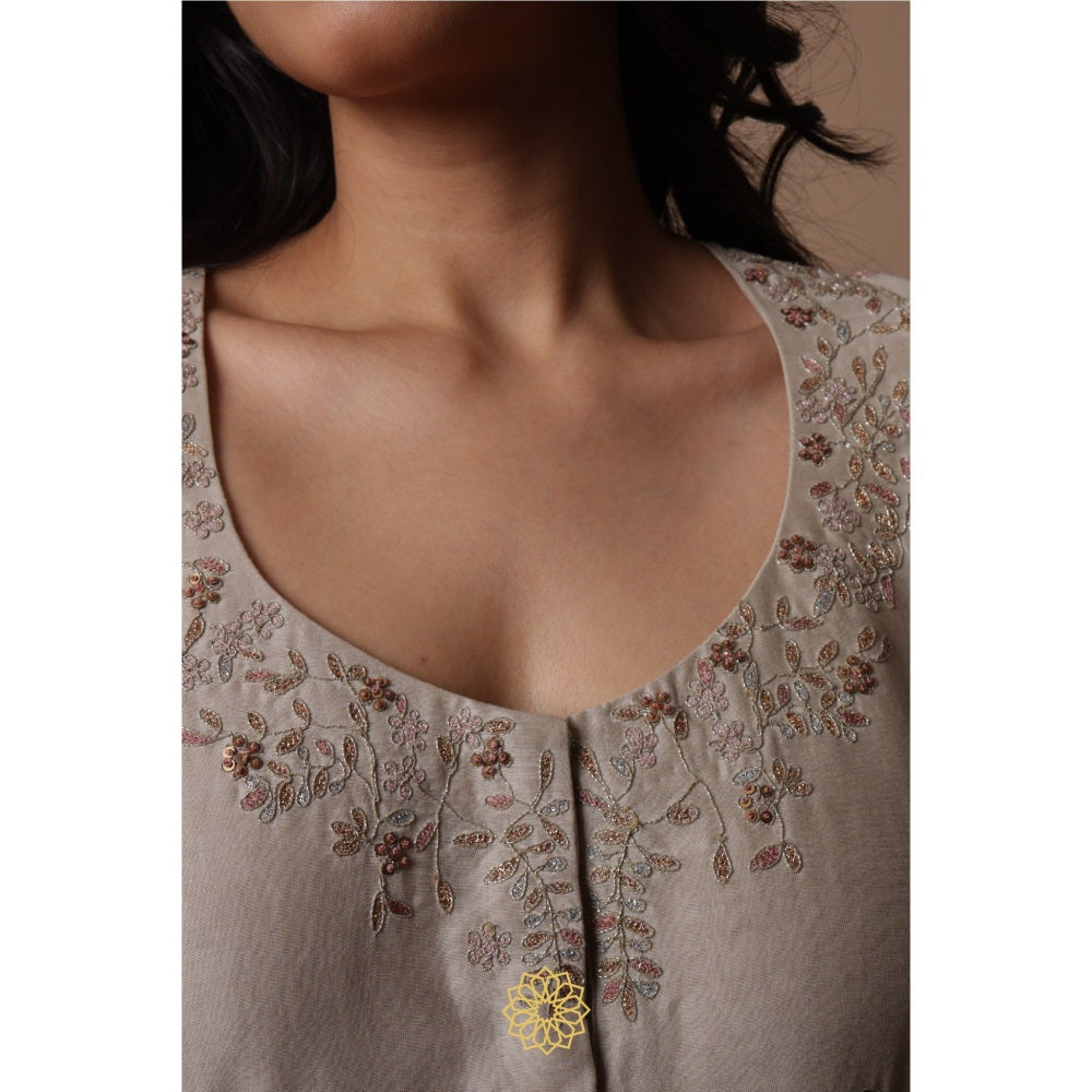 Rhua India Nitya White Straight Kurta with Palazzo and Dupatta (Set of 3)