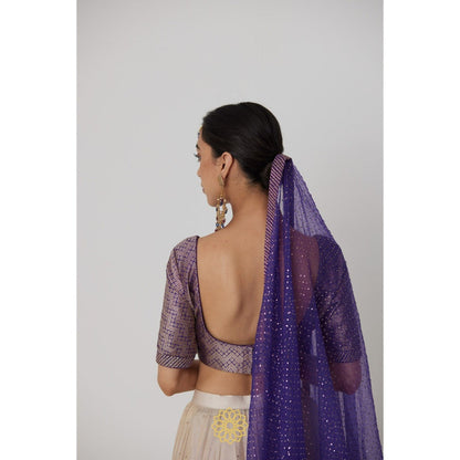 Rhua India Purple Janaki Lehenga with Blouse and Dupatta (Set of 3)