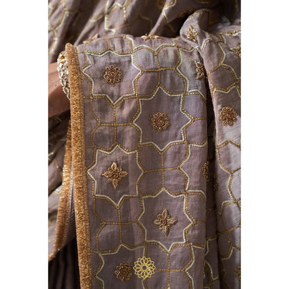 Rhua India Purple Vera Classical Saree with Stitched Blouse and Petticoat