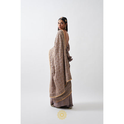 Rhua India Purple Vera Classical Saree with Stitched Blouse and Petticoat