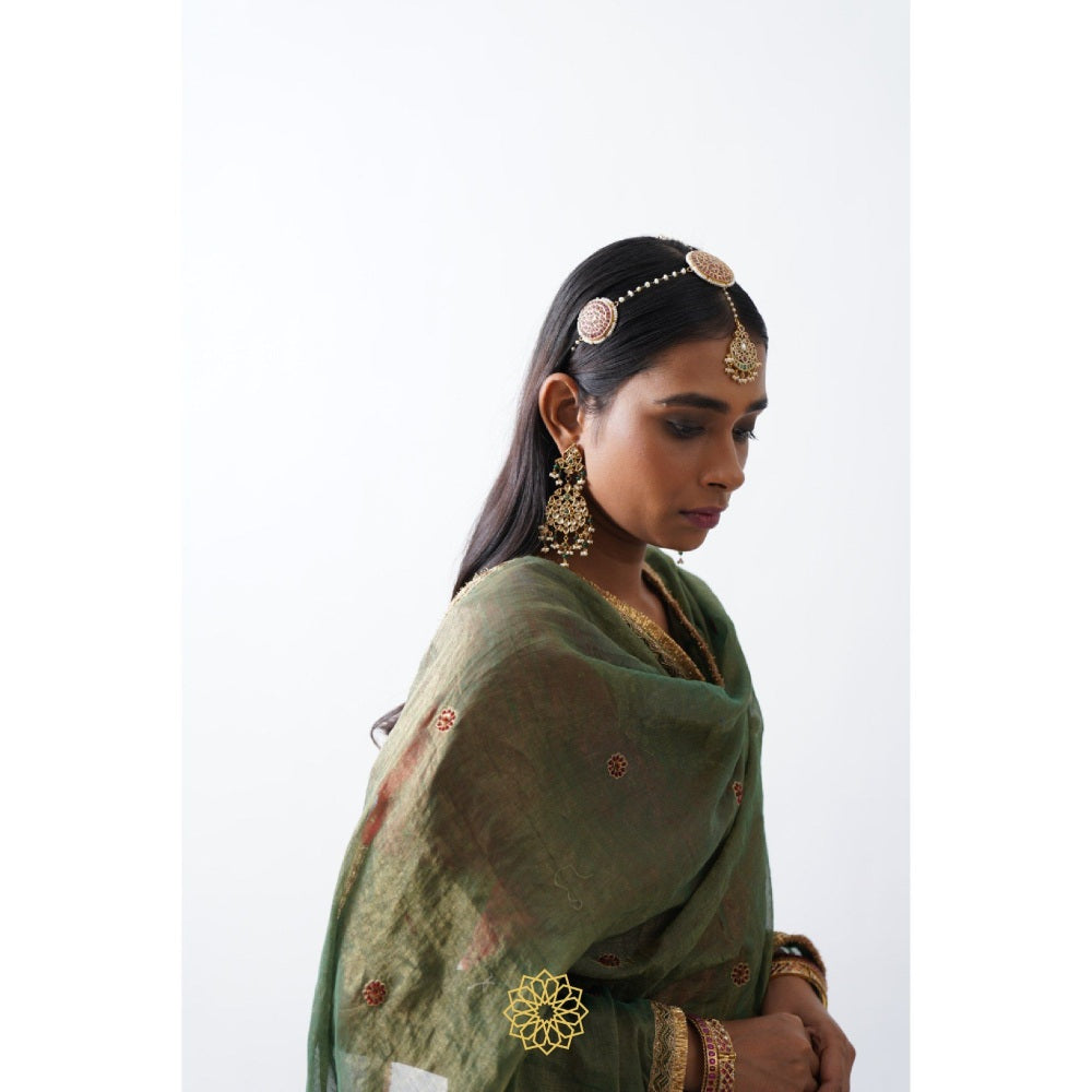 Rhua India Red Rati Lehenga with Blouse and Dupatta (Set of 3)