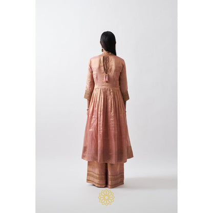 Rhua India Peach Avni Palazzo with Anarkali and Dupatta (Set of 3)