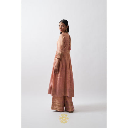 Rhua India Peach Avni Palazzo with Anarkali and Dupatta (Set of 3)