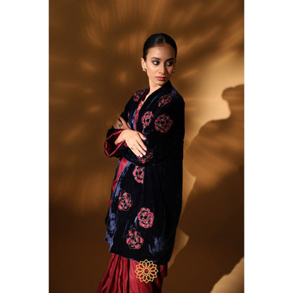 Rhua India Navy Blue Asmi Shrug