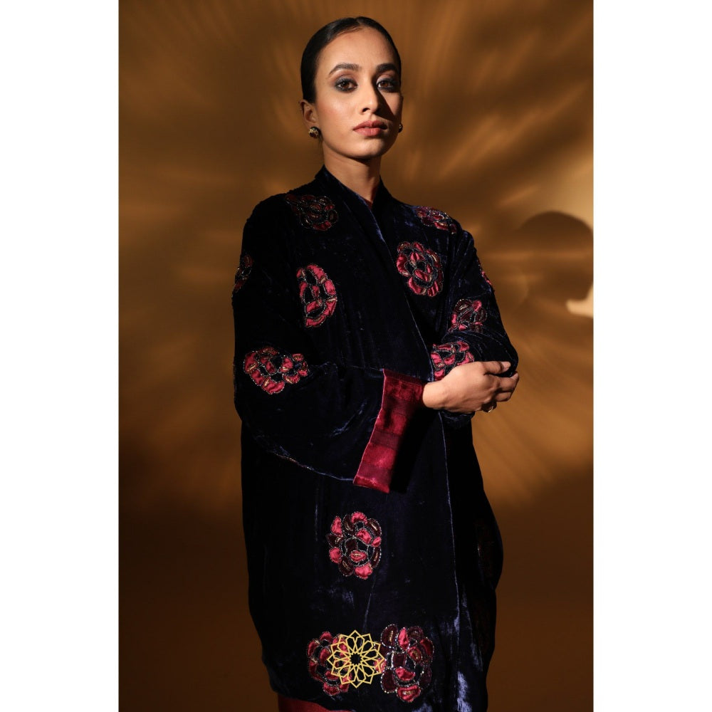 Rhua India Navy Blue Asmi Shrug