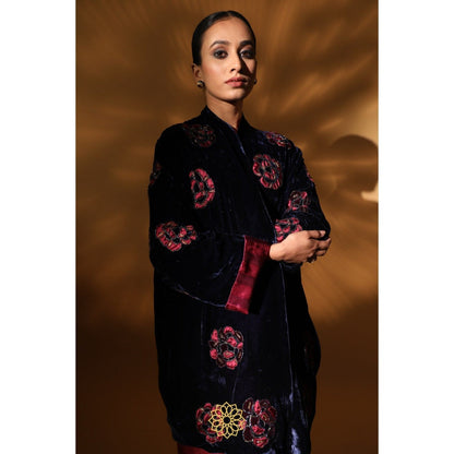 Rhua India Navy Blue Asmi Shrug