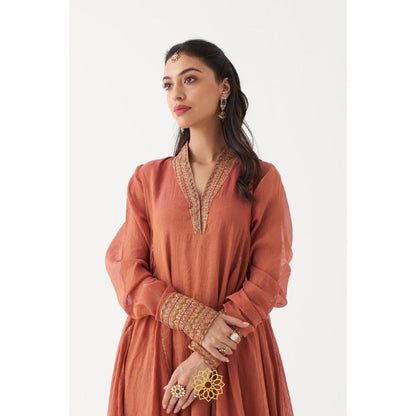 Rhua India Rust Azaira Anarkali with Churidar and Dupatta (Set of 3)