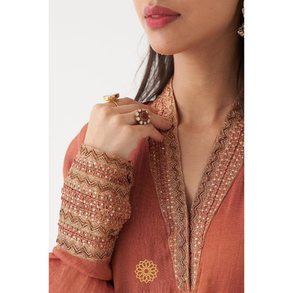 Rhua India Rust Azaira Anarkali with Churidar and Dupatta (Set of 3)