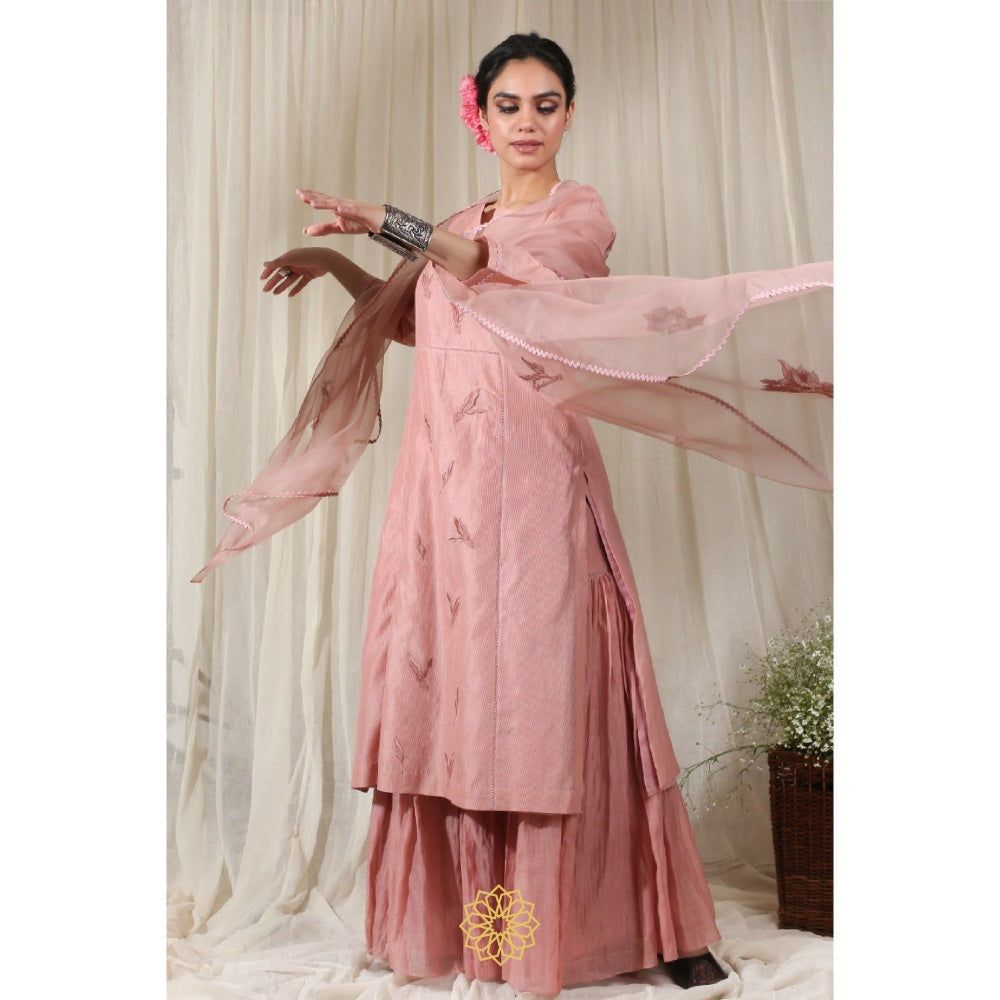 Rhua India Peach Palazzo with Kurta and Dupatta (Set of 3)