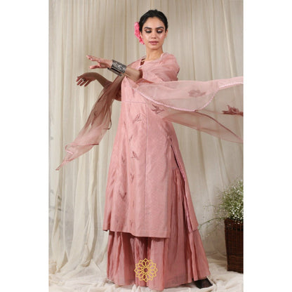 Rhua India Peach Palazzo with Kurta and Dupatta (Set of 3)