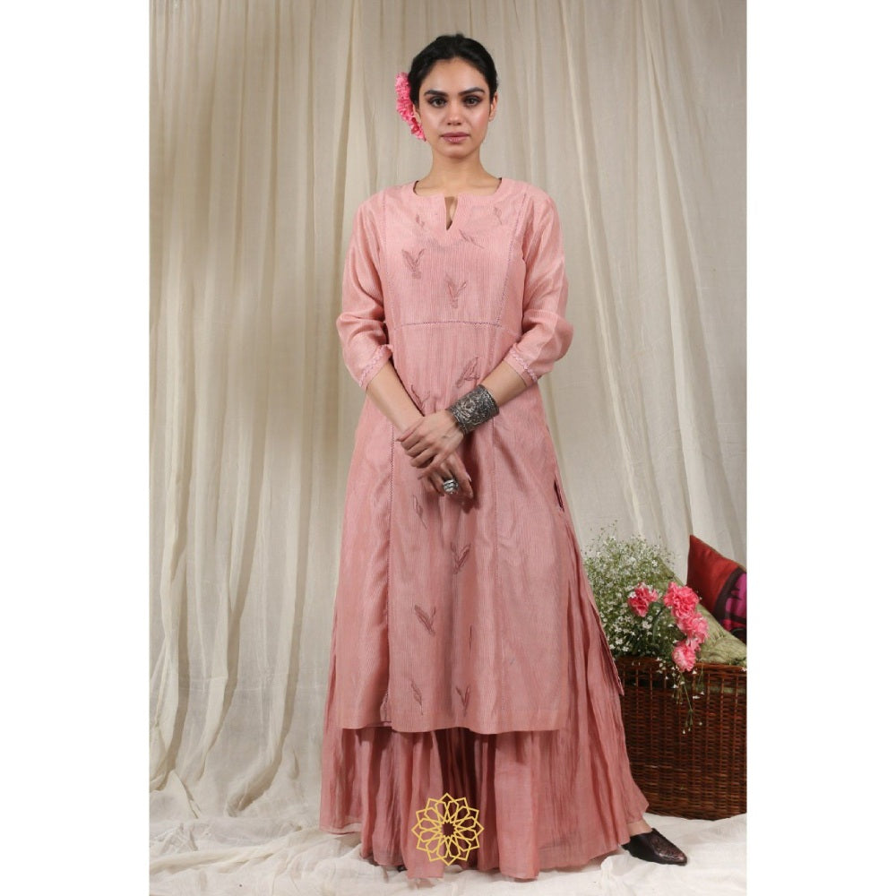 Rhua India Peach Palazzo with Kurta and Dupatta (Set of 3)