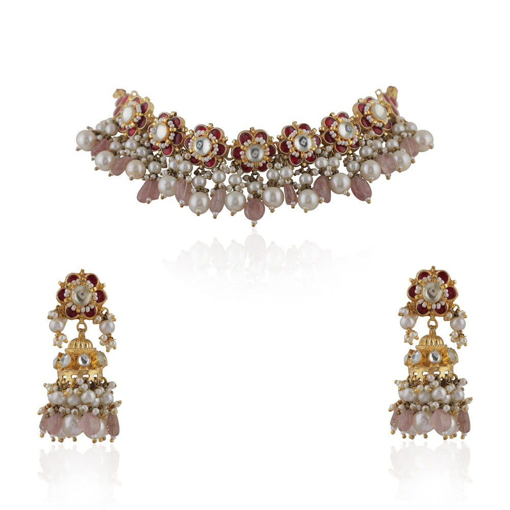 RIANA JEWELLERY Floral Motives Necklace Set