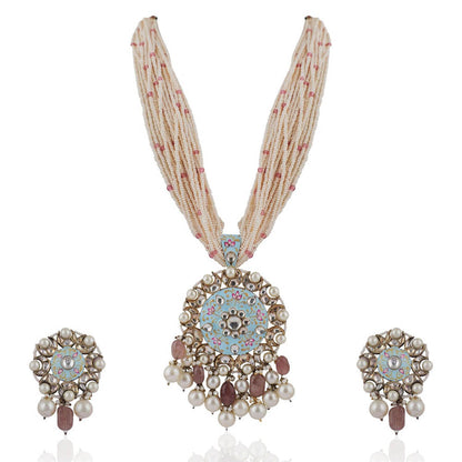 RIANA JEWELLERY Firozi Work Necklace Set