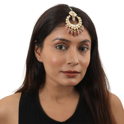 RIANA JEWELLERY Light Pink Chand Tikka