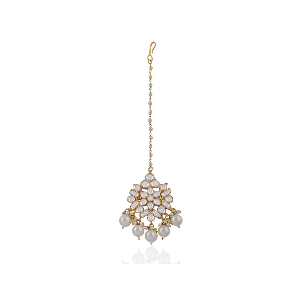 RIANA JEWELLERY White Pearl Maang Tikka