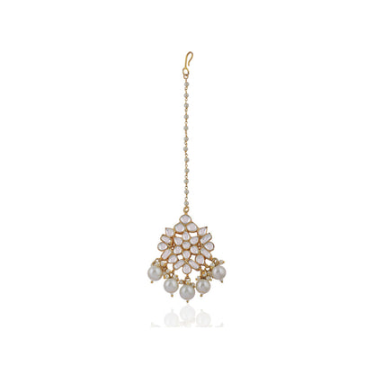 RIANA JEWELLERY White Pearl Maang Tikka