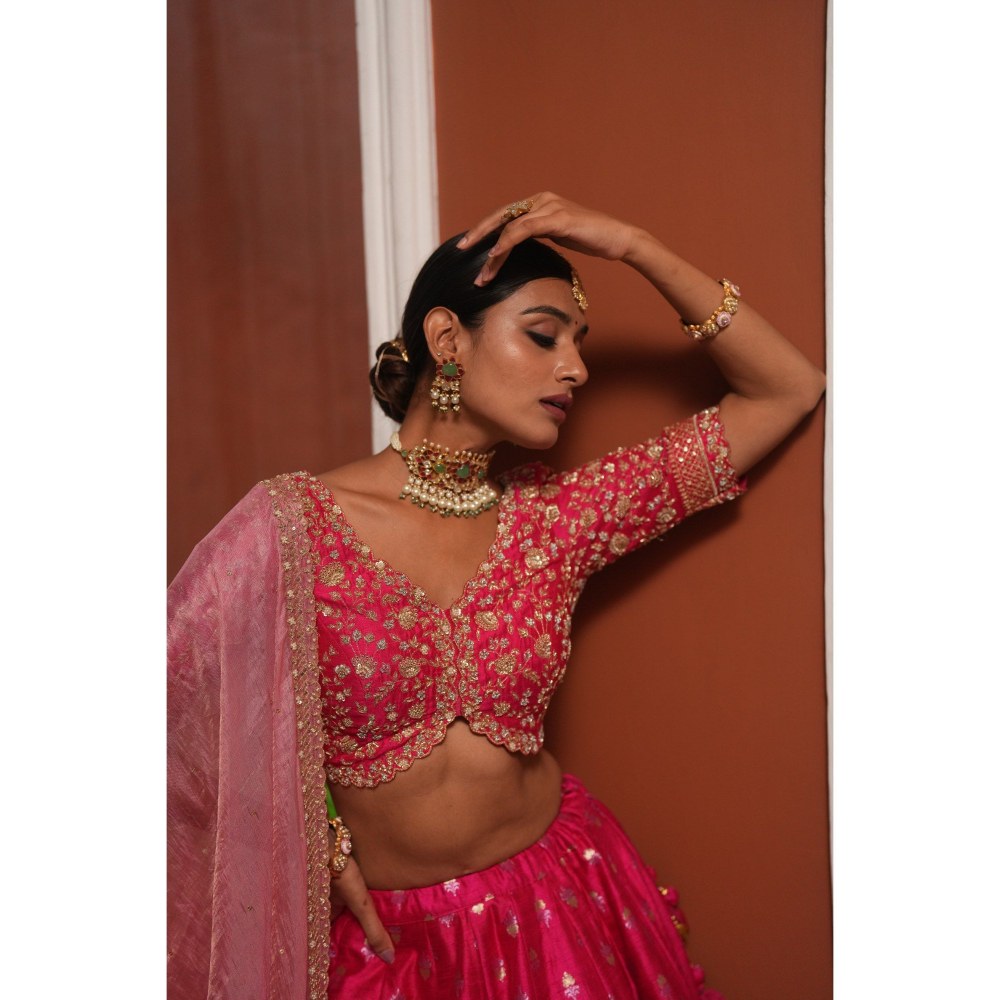 RIANA JEWELLERY Pink Green Minakari Bangle