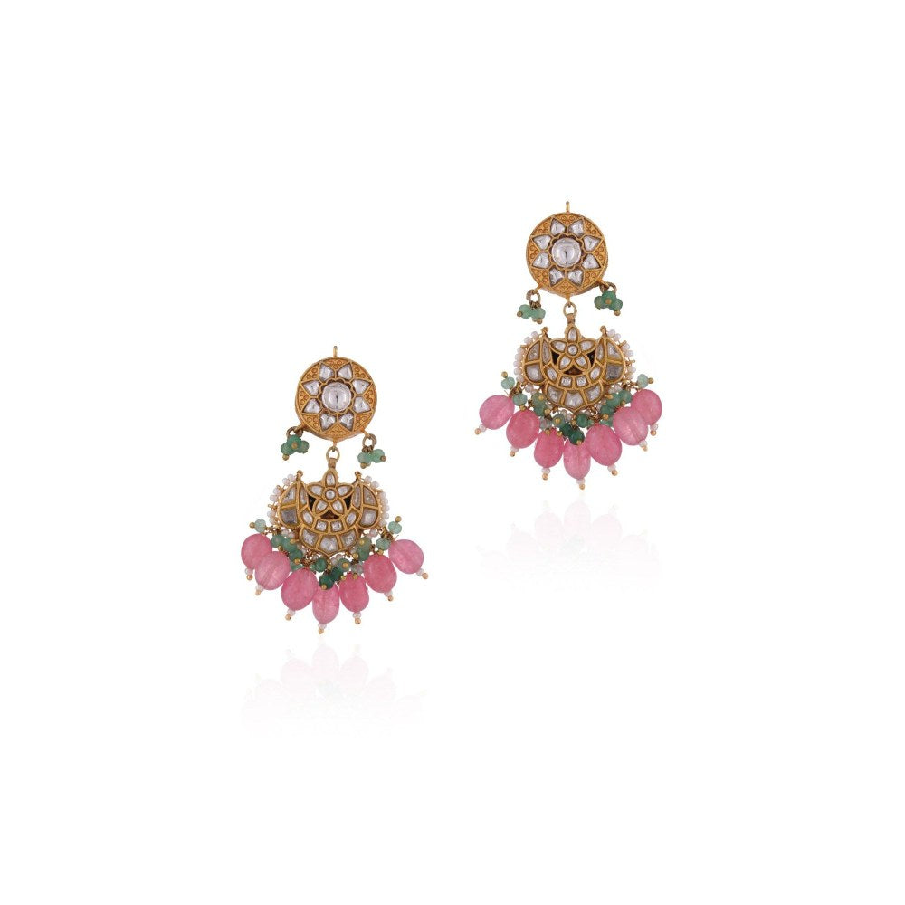 RIANA JEWELLERY Soft And Suttle Pastel Chand Bali Earrings