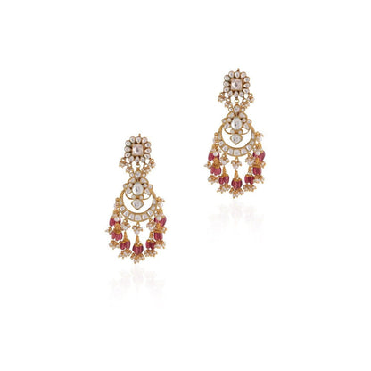 RIANA JEWELLERY Light Pink Beaded Long Earrings