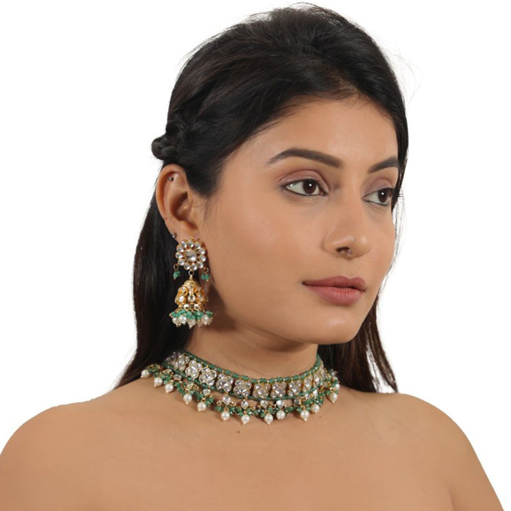 RIANA JEWELLERY Sea Green Choker Set