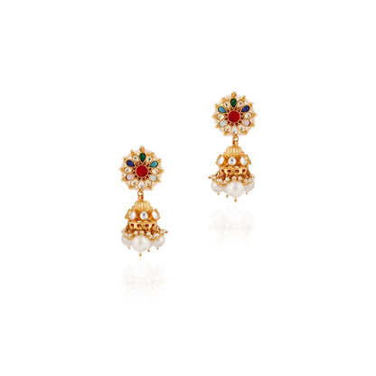 RIANA JEWELLERY Navratna Choker With Jhumki