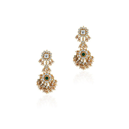 RIANA JEWELLERY Women Gold Finish White Hangings Necklace Set