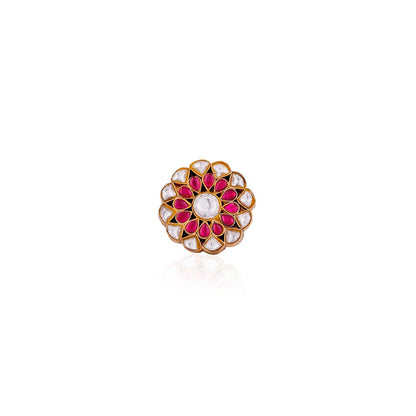 RIANA JEWELLERY Pink Jadau Ring