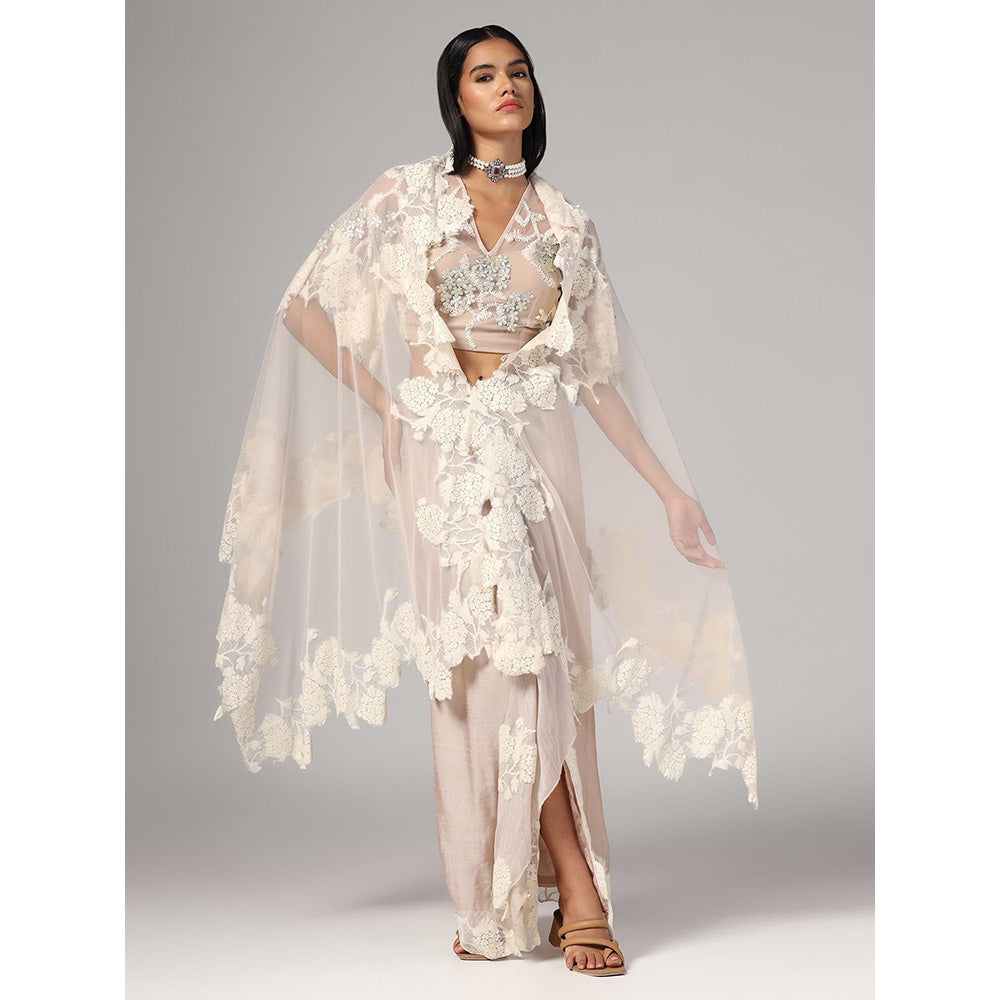 RINA DHAKA Women'S Silk Net Embroidery Blouse with Skirt and Dupatta (Set of 3)