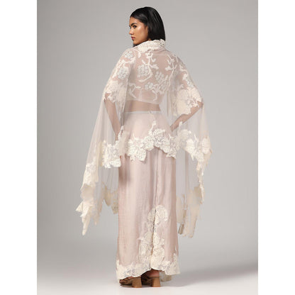 RINA DHAKA Women'S Silk Net Embroidery Blouse with Skirt and Dupatta (Set of 3)
