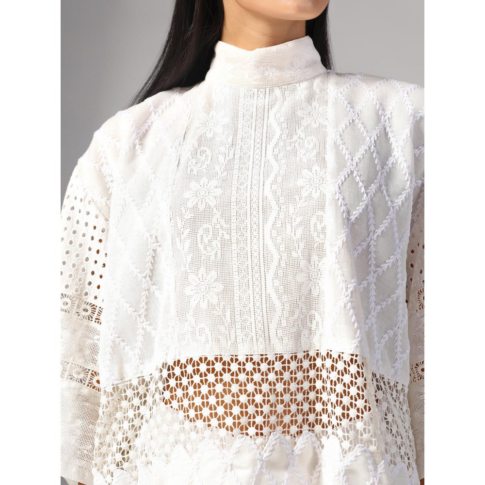RINA DHAKA Women'S White Embroidery Top